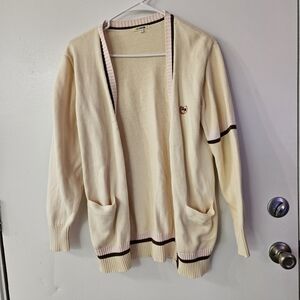 arConomi Japanese Prep Academia Cardigan Cream With Pink/Brown Accents